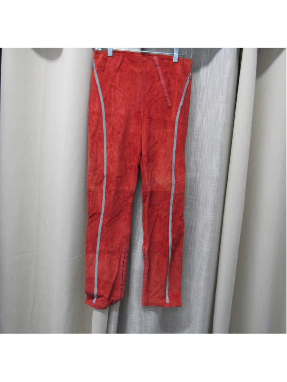 VTG Donald J Pliner Orange Suede Leather Pants 6 Italy Rare Piping Moto Y2K